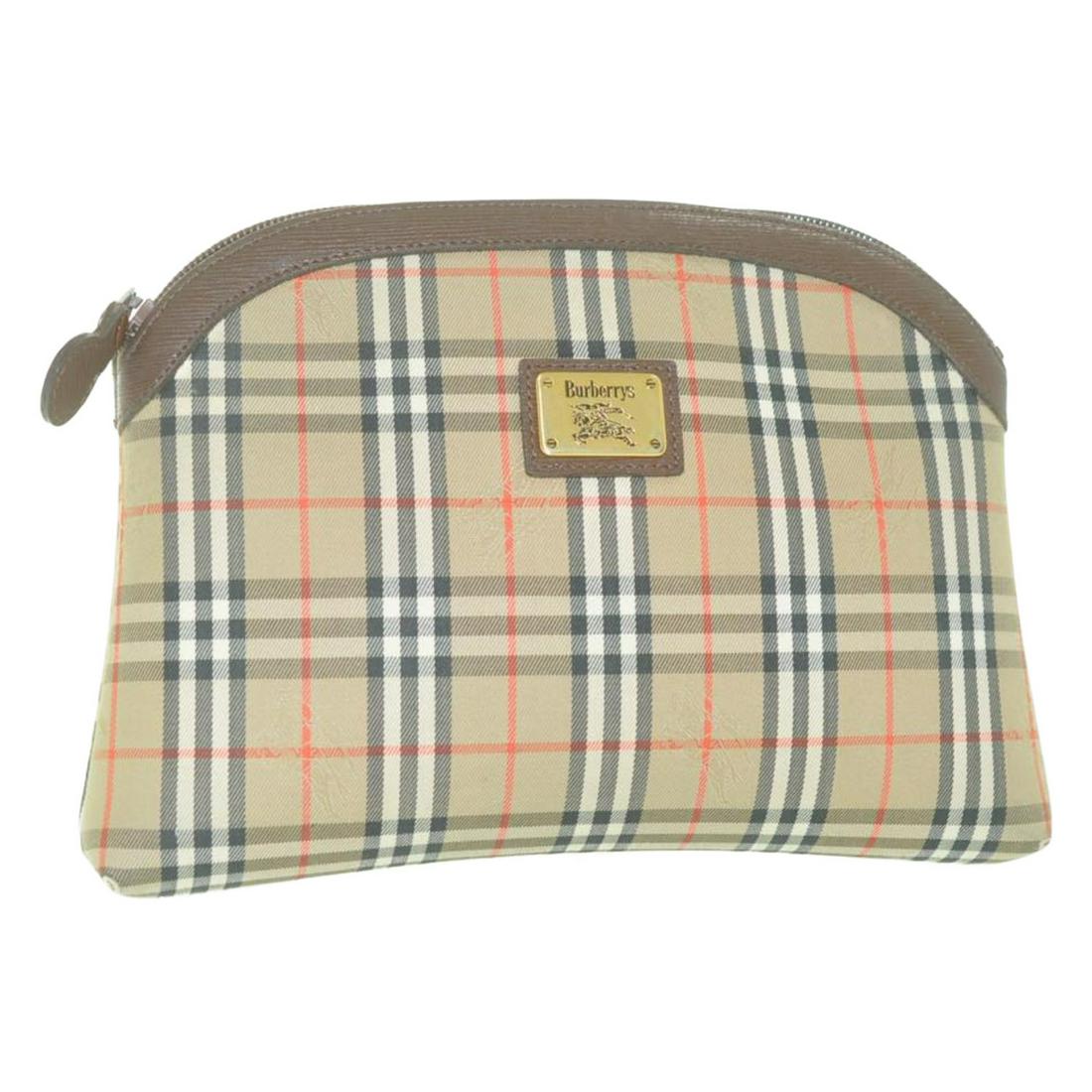 Authentic BURBERRY CLUTCH Nova Check Canvas Clutch Bag: Brand: BURBERRY Material: Nova Check Canvas Style: Clutch Bag Color: Beige Size(inch): W9.44 x H3.14 x D1.96inch(Approx) Country of Origin: â€“ Accessory: There is no item box and dust bag. We wi