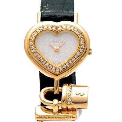 Authentic Corum Heart Watch 24.181.65 Quartz YG: Corum Heart Watch 24.181.65 Quartz YG / Diamond Leather Ladies Watch Brand: CORUM Product name: Heart watch Model:: 24.181.65 Serial: 51 Material: Yellow gold Dial: White shell Bezel: Yellow gold / di