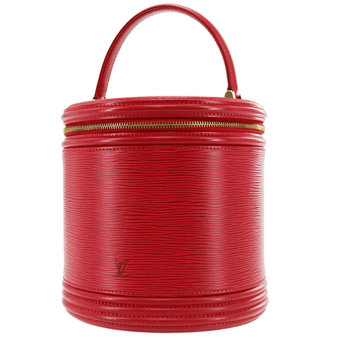 Authentic LOUIS VUITTON Vanity Bag: Brand: LOUIS VUITTON Model: Vanity Bag Country of Origin: France Material: Epi Leather Color: Red Bag Length: 7.4 Bag Height: 7.8 Bag Depth: 7.0 All Bidhaus items come with a 100 % money-back authenti
