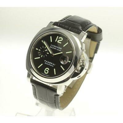 Authentic Panerai Luminor Marina PAM00104 Auto Mens SS: Product information Target: Men's Material: Stainless steel x leather Dial color: Black Movement: automatic Ref.No: PAM00104 Serial: H2/3300 Function/Features: Date small seconds Accessories: Outer bo