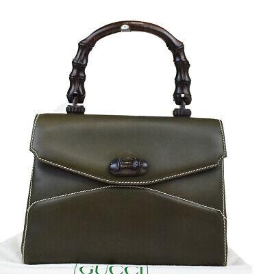 Authentic GUCCI Hand Bag: Brand: GUCCI Model: Hand Bag Country of Origin: Italy Material: Leather Color: Khaki Size (Inch): W9.8X H7.9X D3.5"Size (CM): W25X H20X D9Cm All Bidhaus items come with a 100 % money-back authenticity