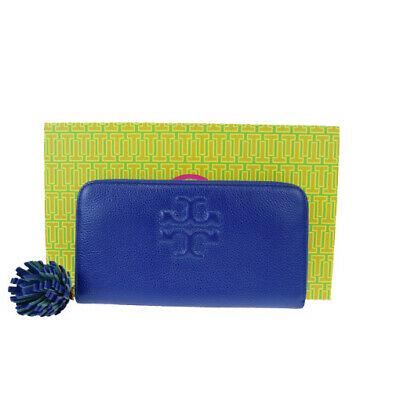 Authentic TORY BURCH Fringe Round Zipper: Brand: TORY BURCH Model: Fringe Round Zipper Country of Origin: China Material: Leather Color: Blue Size: 10.7Cm X 19.2Cm X 2.5Cm / 4.21 X 7.55 X 0.98 All Bidhaus items come with a 100 % money-back au