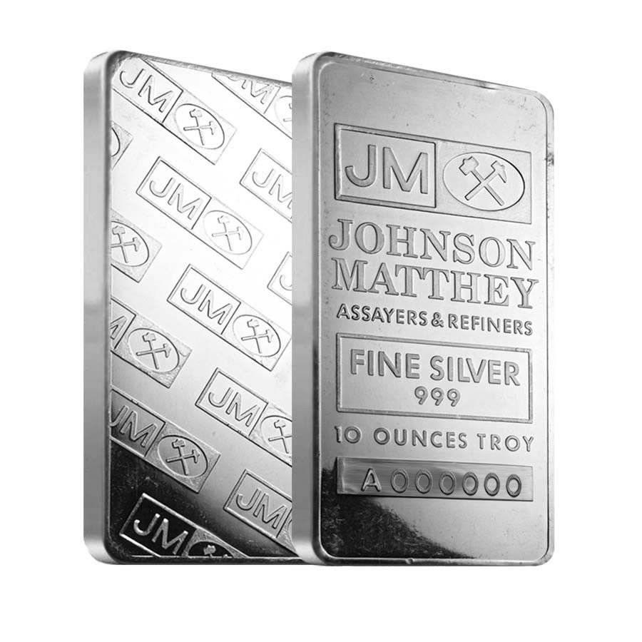 10 oz Johnson Matthey Silver Vintage Bar .999 Fine: You are bidding on the total lot which includes 1 of the following item: 10 oz Johnson Matthey Silver Vintage Bar .999 Fine Please note these vintage secondary market bars may show scratches toning an