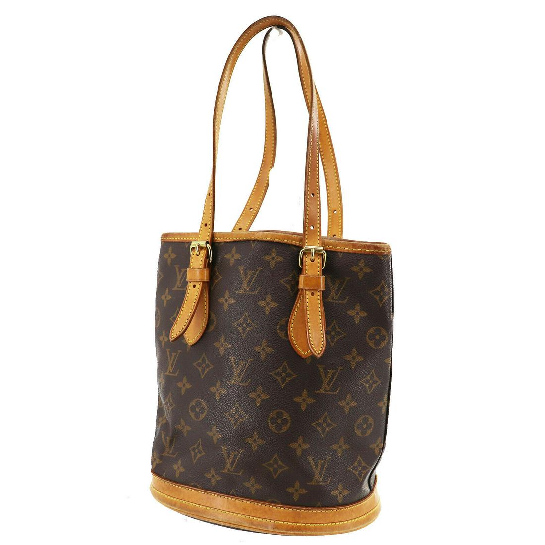 Authentic LOUIS VUITTON Tote Bag: Brand: LOUIS VUITTON Model: Tote Bag Country of Origin: France Material: Leather Color: Gold Bag Length: 9.0 Bag Height: 10.2 Bag Depth: 6.2 All Bidhaus items come with a 100 % money-back authenticity