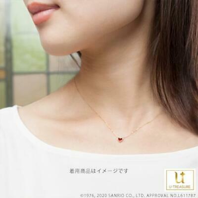 Authentic Hello Kitty K18 White Gold Heart Ribbon: Hello Kitty K18 White Gold Heart Ribbon Kitty-chan Ladies Necklace A simple and cute necklace with the image of Hello Kitty with a plump heart and ribbon. The eye-catching bright red color is made by