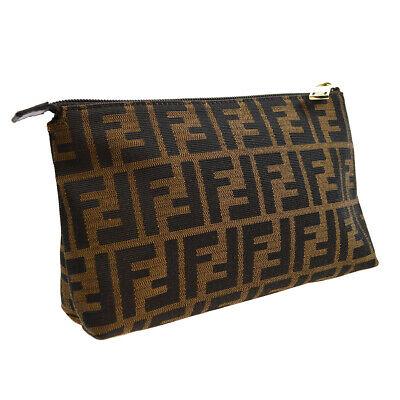 Authentic FENDI Pouch: Brand: FENDI Model: Pouch Country of Origin: Italy Material: Leather Color: Brown Black Size (Inch): W 8.7 x H 5.9 x D 2.4 " Size (CM): W 22.0 x H 15.0 x D 6.0 cm All Bidhaus items come with a 100 % m