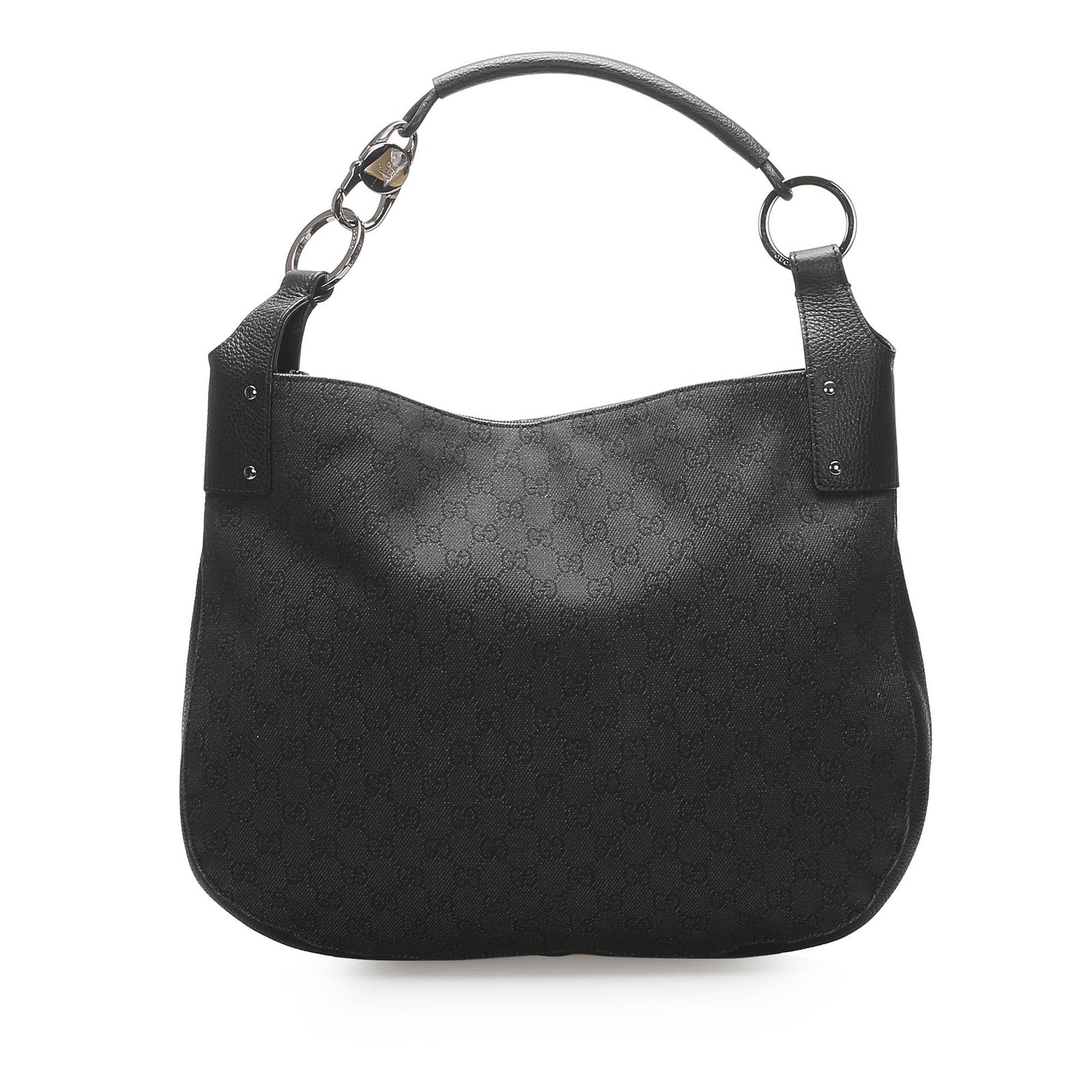 Authentic Gucci GG Canvas Shoulder Bag: This shoulder bag features a canvas body with leather trim a rolled leather handle an open top with a magnetic closure and an interior slip pocket. Brand: Gucci Model: GG Canvas Shoulder Bag Origin: I