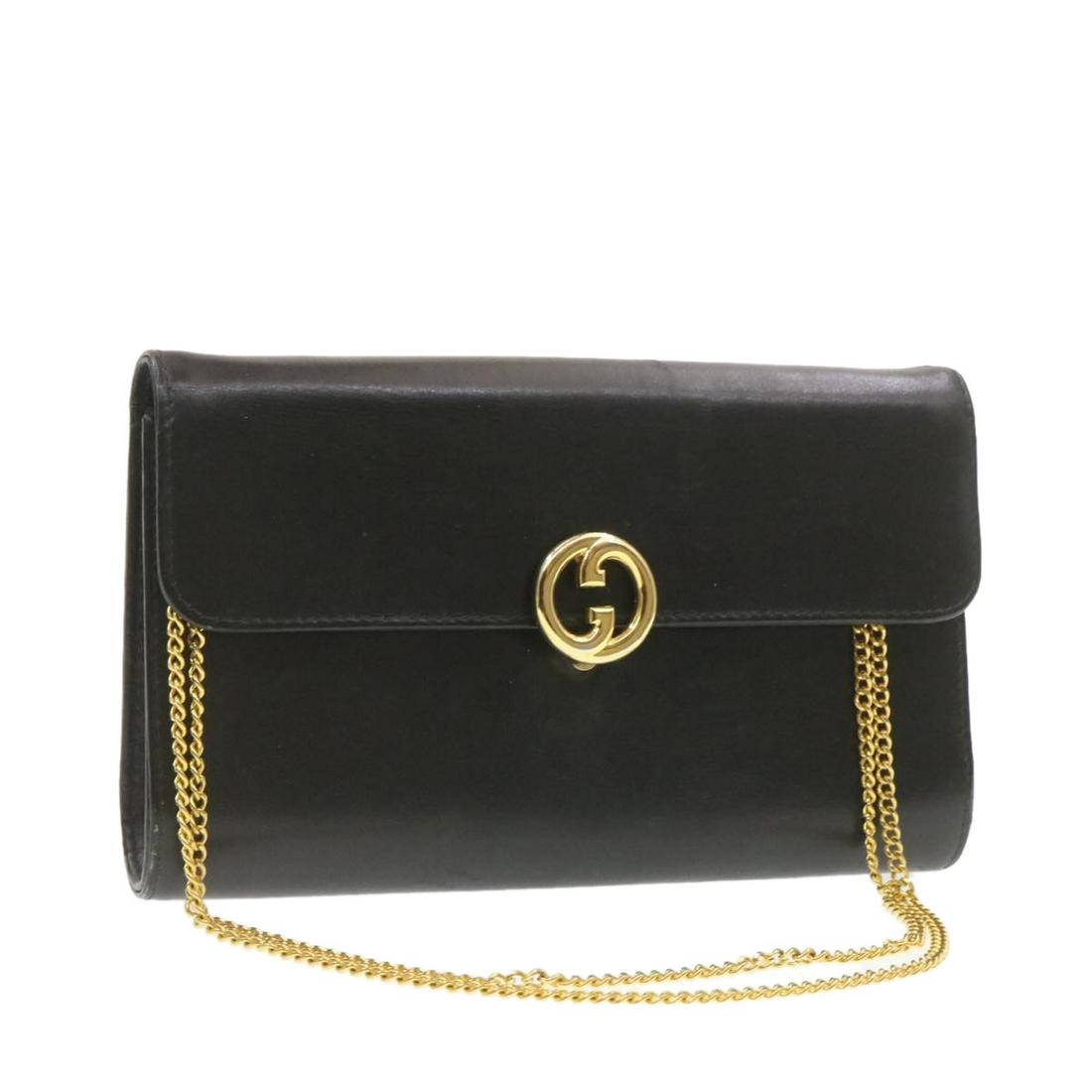 Authentic GUCCI Leather Shoulder Bag: Brand: GUCCI Material: Leather Style: Shoulder Bag Color: Black Size(inch): W8.26 x H5.11 x D1.57inch / Shoulder Drop 7.08-9.84inch(Approx) Country of Origin: Italy Accessory: There is no item box and