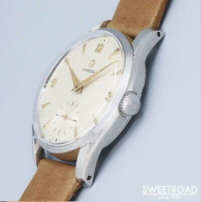 Authentic OMEGARef.2639-13 Cal.266 Manual Leather: OMEGARef.2639-13 Cal.266 Manual Leather Stainless Men's Watch Brand: OMEGA Reference: 2639-3 Date of manufacture: 1952 Dial: Original dial Detail: Arabic Numeral Index Dolphin Hand Small Second Case m