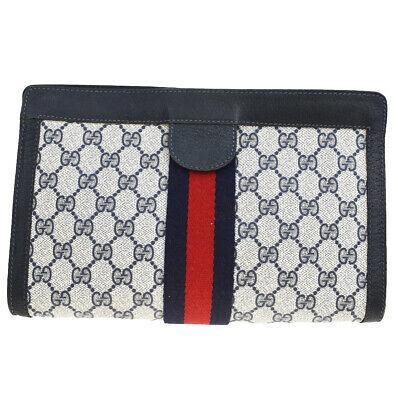 Authentic GUCCI Clutch Bag: Brand: GUCCI Model: Clutch Bag Country of Origin: Italy Material: Leather Color: Navy Blue Size (Inch): W10.6X H6.7X D3.1"Size (CM): W27X H17X D8Cm All Bidhaus items come with a 100 % money-back authe