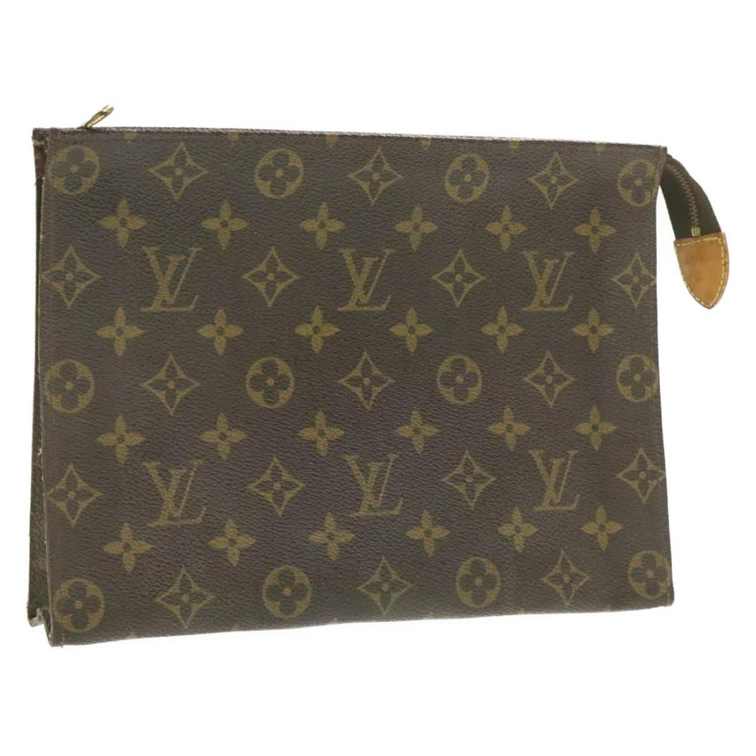 Authentic LOUIS VUITTON Monogram Canvas Pouch: Brand: LOUIS VUITTON Material: Monogram Canvas Style: Pouch Color: Monogram Size(inch): W10.23 x H7.48 x D2.16inch(Approx) Country of Origin: France Accessory: There is no item box and dust bag. We wi