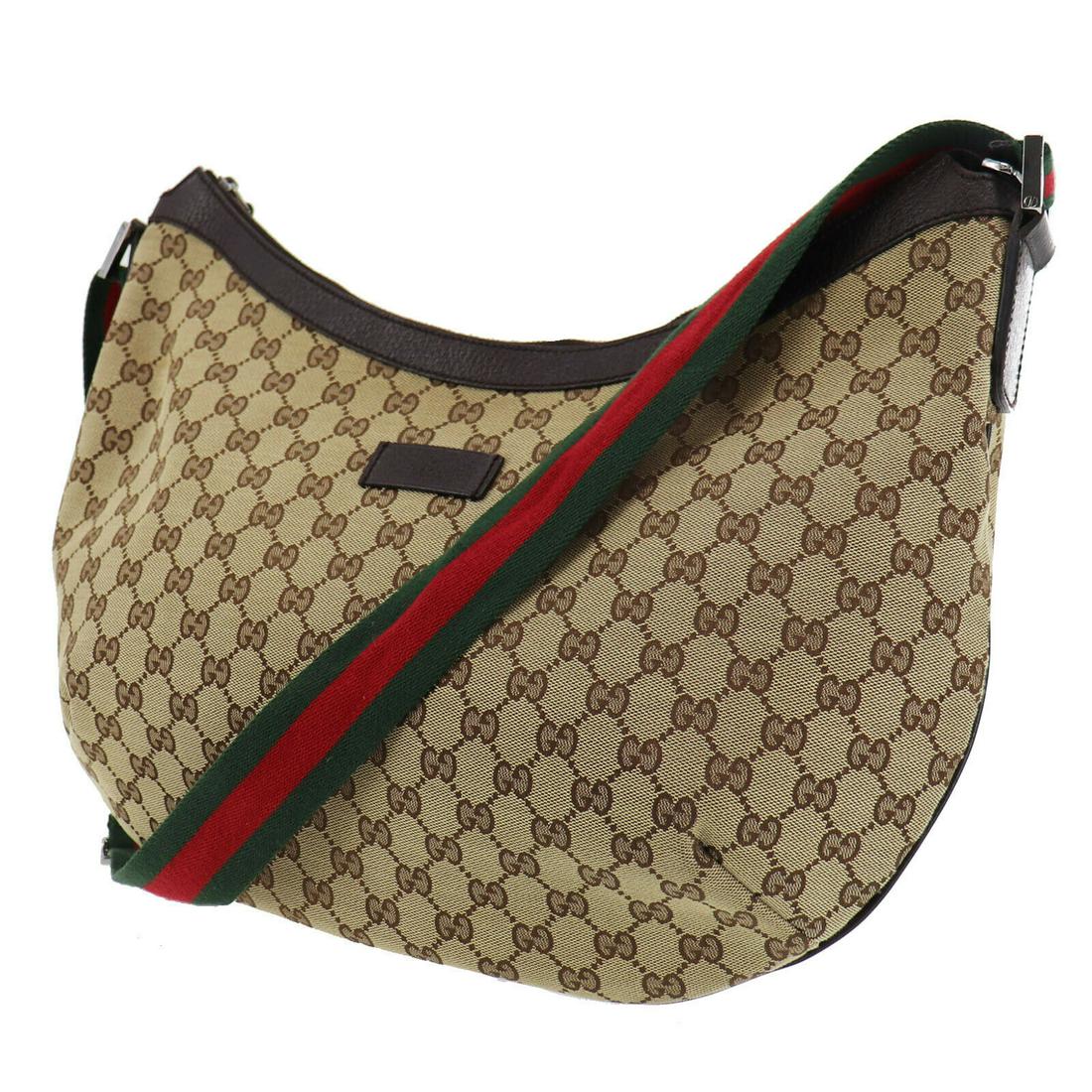 Authentic GUCCI Shoulder Bag: Brand: GUCCI Model: Shoulder Bag Country of Origin: Italy Material: Nylon Color: Brown Bag Length: 16.9 Bag Height: 11.0 Bag Depth: 5.5 All Bidhaus items come with a 100 % money-back authenticity guar