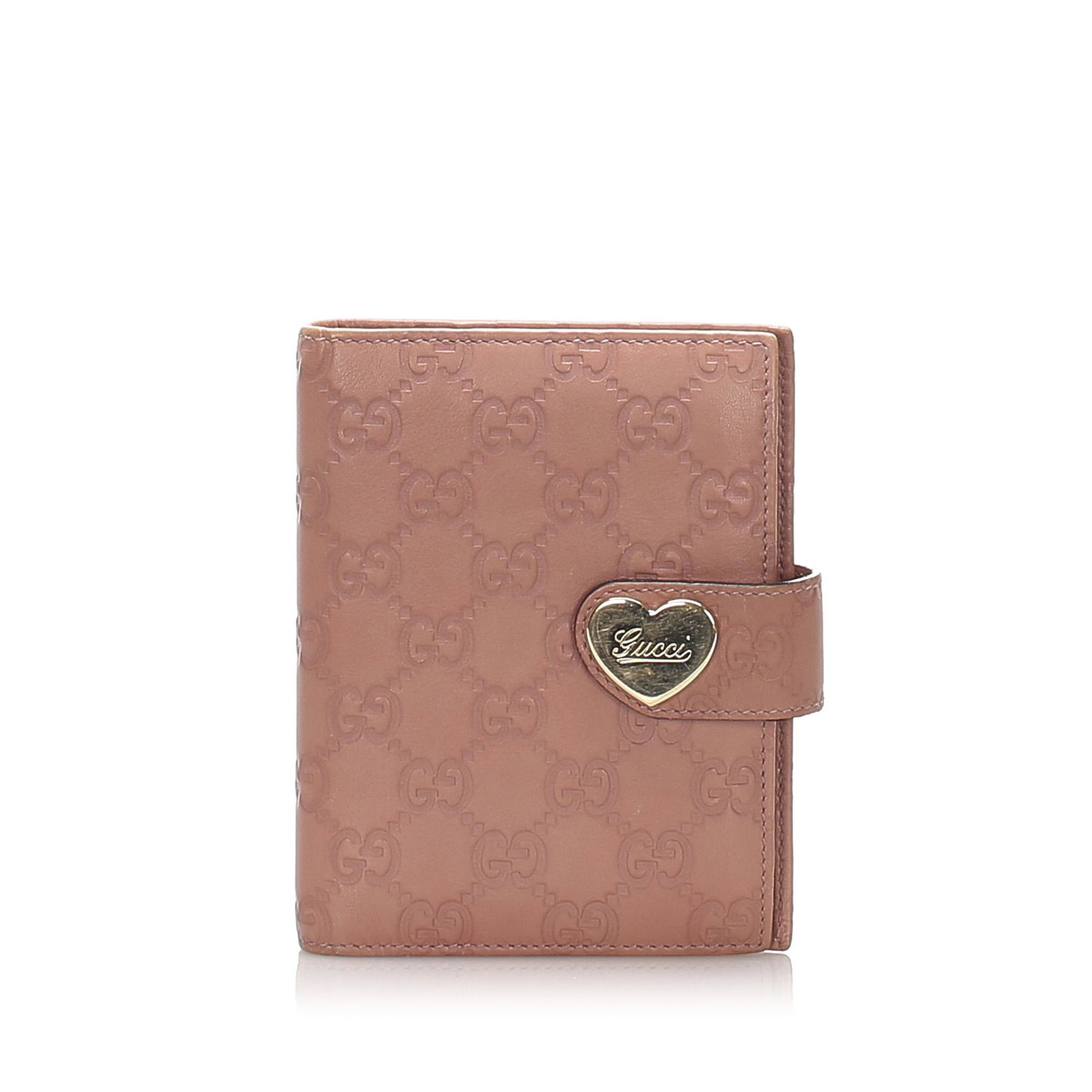 Authentic Gucci GG Leather Agenda: This Agenda features a leather body with button closure and interior slip pockets Brand: Gucci Model: GG Leather Agenda Origin: Italy Category: Other SLG Color: Pink Style: Guccisima Material: Leather