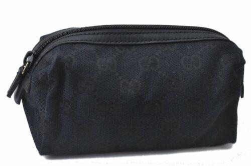 Authentic GUCCI Pouch: Brand: GUCCI Model: Pouch Country of Origin: Italy Material: Canvas Color: Black Bag Length: 5.7inches(14.5cm) Bag Height: 2.6inches(6.5cm) Bag Depth: 2.8inches(7cm) All Bidhaus items come with a 100 