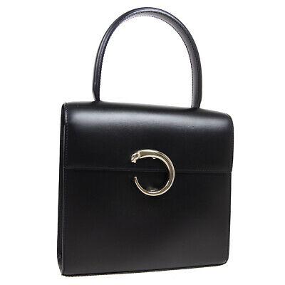 Authentic CARTIER Panther Logos Hand Bag: Brand: CARTIER Model: Panther Logos Hand Bag Country of Origin: France Material: Suede Color: Black Size (Inch): W 8.7 x H 8.1 x D 2.8 "Handle Drop. 4.3 " Size (CM): W 22.0 x H 20.5 x D 7.0 cmHandle D