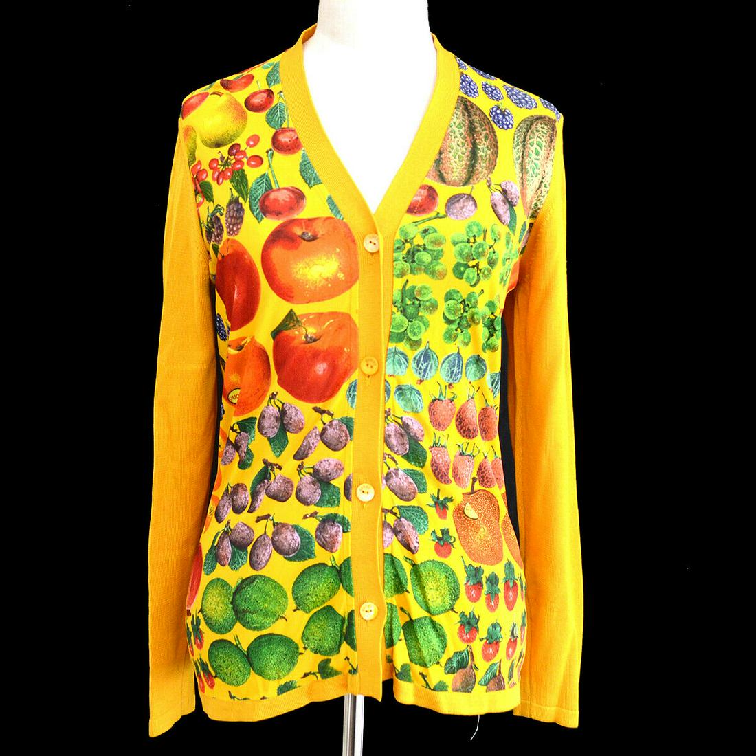 Authentic GUCCI Cardigan: Brand: GUCCI Model: Cardigan Country of Origin: Italy Material: 60% Silk 40% Viscose Color: Orange Size (Inch): :Notation Size: #SShoulder Width: 14.2 " / 36.0 cmChest Width: 15.7 " / 40.0 cmSleeve Le