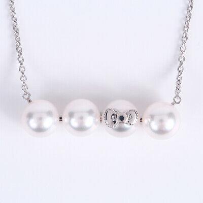 Authentic Hello Kitty Quadruple Pearl Pendant: Hello Kitty Quadruple Pearl Pendant DES0405KT-4ST00000 Silver Necklace The casual ribbon motif has a special design that has been milled The motif is casually elegant. The pearls lined up on the line