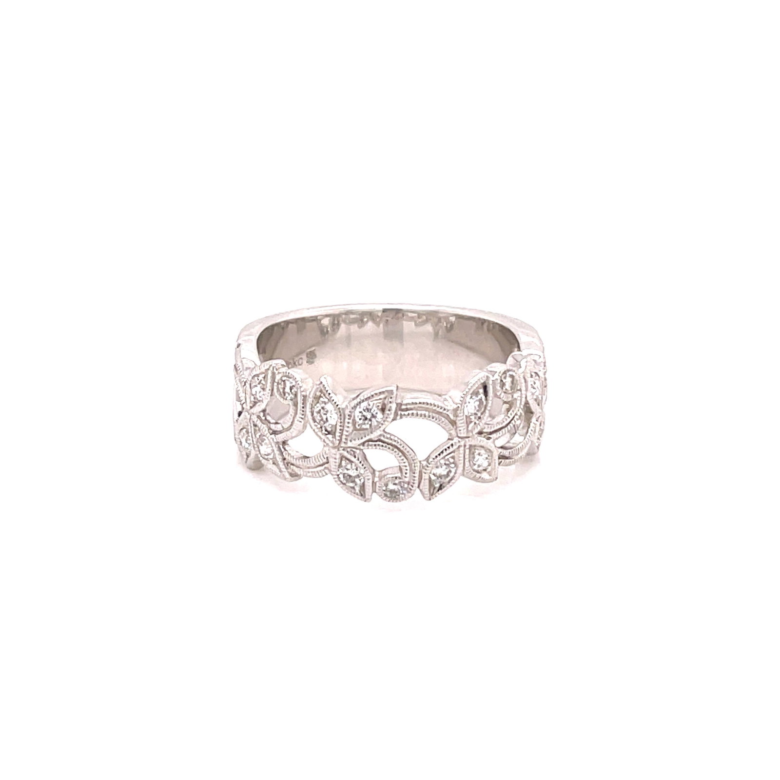 Bev Ring: Jewelry Type : Ring Jewelry Style : Band Metal Type : 14KW Metal Weight : 6.60 g Brand : Bev Side Stone 1 : Stone Type : Diamond Side Stone 1 : Shape : Round Side Stone 1 : Stone Weight : 0.35 Side St