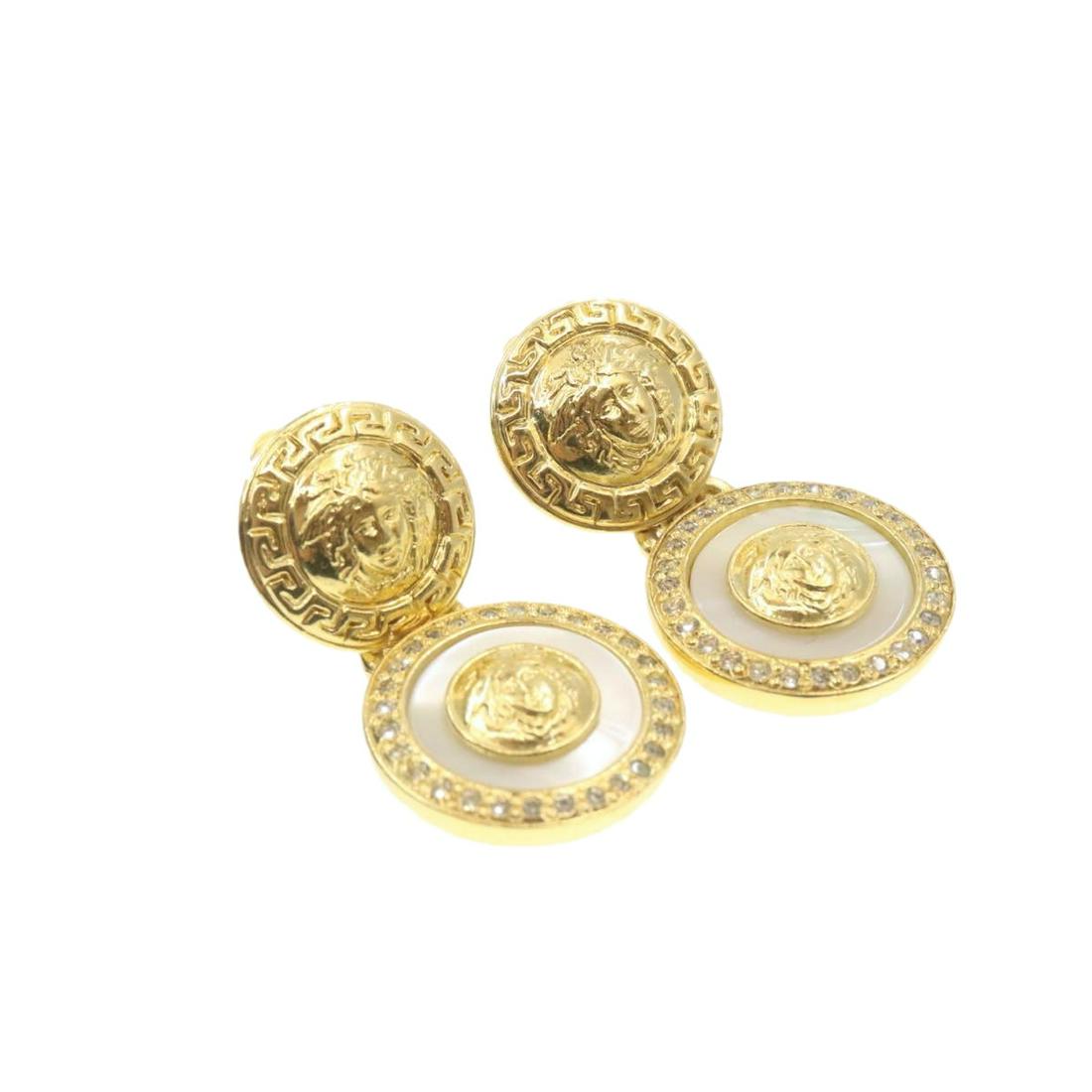 Authentic GIANNI VERSACE - Earring: Brand: GIANNI VERSACE Material: - Style: Earring Color: Gold Size(inch): 0.78Ã—1.77inch(Approx) Country of Origin: - Accessory: Dust Bag / Item Box