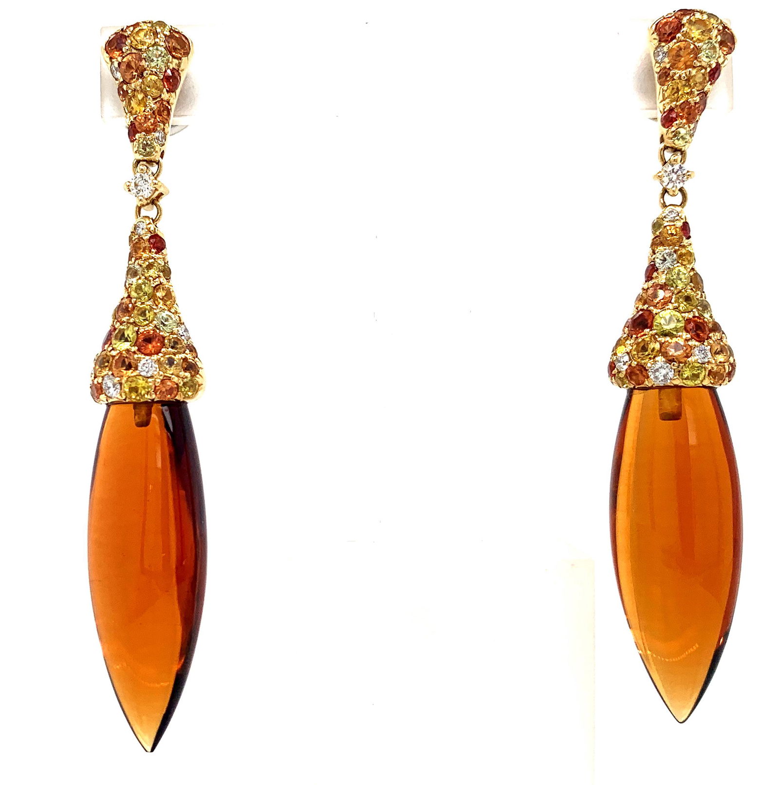 Crivelli Earrings: Jewelry Type : Earrings Jewelry Style : Dangle Metal Type : 18KYW Earring Backing : Friction Back Brand : Crivelli Side Stone 1 : Stone Type : Citrine Side Stone 1 : Shape : Round Side Stone 2 : Stone