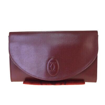 Authentic CARTIER Clutch Bag: Brand: CARTIER Model: Clutch Bag Country of Origin: Material: Leather Color: Bordeaux Size (Inch): W10.6X H6.3X D 0.4 "Size (CM): W27X H16X D 1 Cm All Bidhaus items come with a 100 % money-back authen