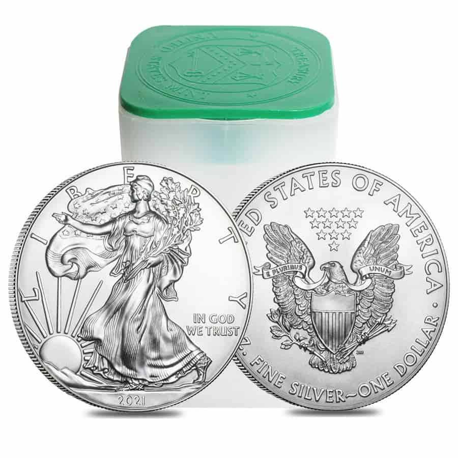 Roll of 20 - 2021 1 oz Silver American Eagle $1 Coin BU: You are bidding on the total lot which includes 1 of the following item: Roll of 20 - 2021 1 oz Silver American Eagle $1 Coin BU (Lot Tube of 20) Please note this is the last American Silver Eagle tha