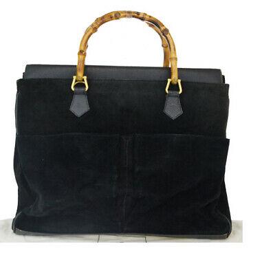 Authentic GUCCI Handbag: Brand: GUCCI Model: Handbag Country of Origin: Italy Material: Suede Color: Black Size: 28.5Cm X 37.5Cm X 14Cm / 11.22 X 14.76 X 5.51 Handle Drop 10Cm / 3.93 All Bidhaus items come with a 100 % money-