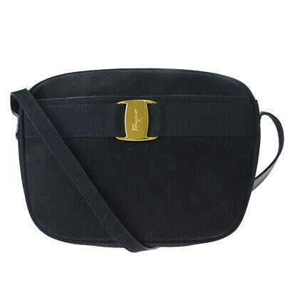 Authentic SALVATORE FERRAGAMO Shoulder Bag: Brand: SALVATORE FERRAGAMO Model: Shoulder Bag Country of Origin: Material: Suede Skin Leather Color: Black Size (Inch): W7.9X H6.7X D2.8"Size (CM): W20X H17X D7Cm All Bidhaus items come with a 100 %