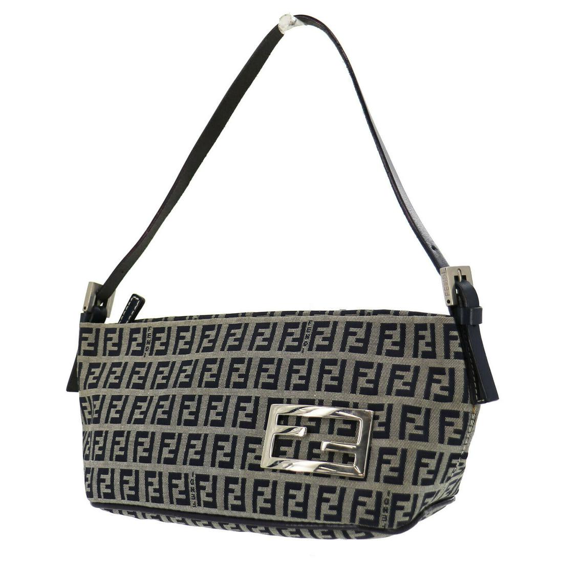 Authentic FENDI Hand Bag: Brand: FENDI Model: Hand Bag Country of Origin: Italy Material: Satin Color: Silver Bag Length: 8.2 Bag Height: 4.3 Bag Depth: 3.9 All Bidhaus items come with a 100 % money-back authenticity guarantee