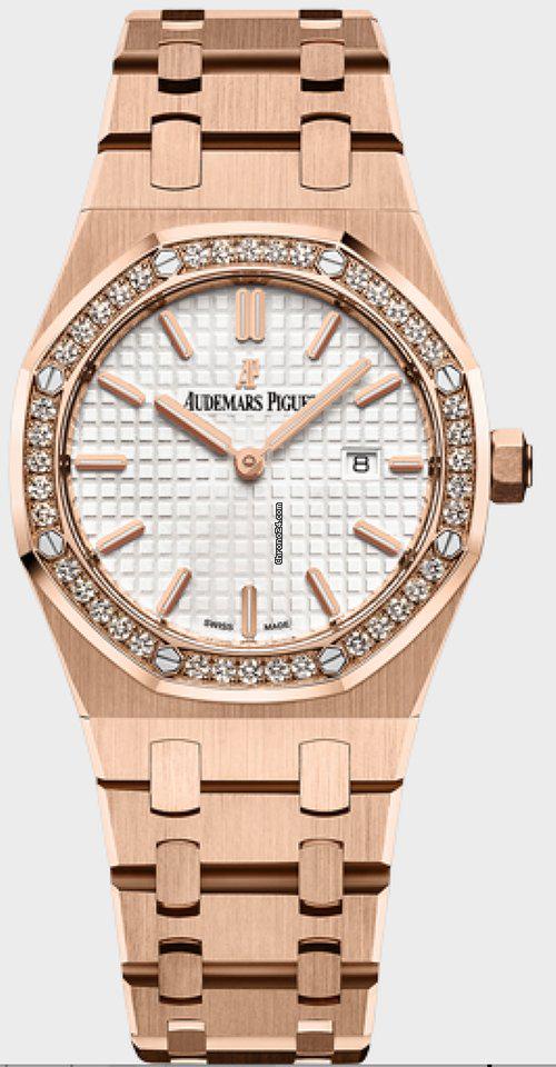 Authentic Audemars Piguet Royal Oak Lady: Basic Info Listing number: 8X6D48 Brand: Audemars Piguet Model: Royal Oak Lady Reference number: 67651or.zz.1261or.01 Movement: Quartz Case material: Rose gold Bracelet material: Rose gold Year of pro