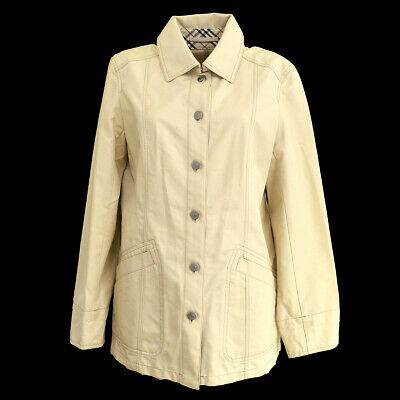 Authentic BURBERRY Jacket: Brand: BURBERRY Model: Jacket Country of Origin: Material: 55% Cotton 45% Silk Color: Beige Size (Inch): :Notation size : #9Shoulder Width : 15.4 " / 39.0 cmChest Width : 14.6 " / 37.0 cmHem Width : 2