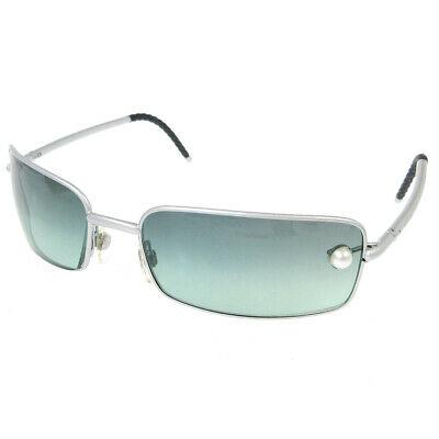 Authentic CHANEL Sunglasses: Brand: CHANEL Model: Sunglasses Country of Origin: Italy Material: Silver Plated Color: Silver Size (Inch): (Inch):Lens . W 2.4 Ã— H 1.3 " Frame. Width. 4.9 "Temple. 4.7 "58â–¡17 Size (CM): All