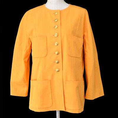 Authentic CHANEL Jacket: Brand: CHANEL Model: Jacket Country of Origin: France Material: 100% Cotton Color: Orange Size (Inch): :Notation size : #-Shoulder Width : 18.9 " or 48.0 cmChest Width : 18.5 " or 47.0 cmHem Width : 2