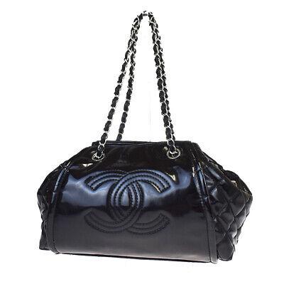 Authentic CHANEL Hand Bag: Brand: CHANEL Model: Hand Bag Country of Origin: Italy Material: Patent Leather Color: Black Size (Inch): W9.8X H8.3X D7.1"Size (CM): W25X H21X D18Cm All Bidhaus items come with a 100 % money-back aut
