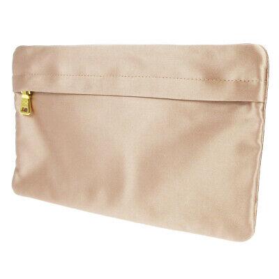 Authentic PRADA Pouch: Brand: PRADA Model: Pouch Country of Origin: Italy Material: Satin Color: Gold Size (Inch): W 9.1 " x H 5.5 " Size (CM): W 23.0 x H 14.0 cm All Bidhaus items come with a 100 % money-back authenticity 