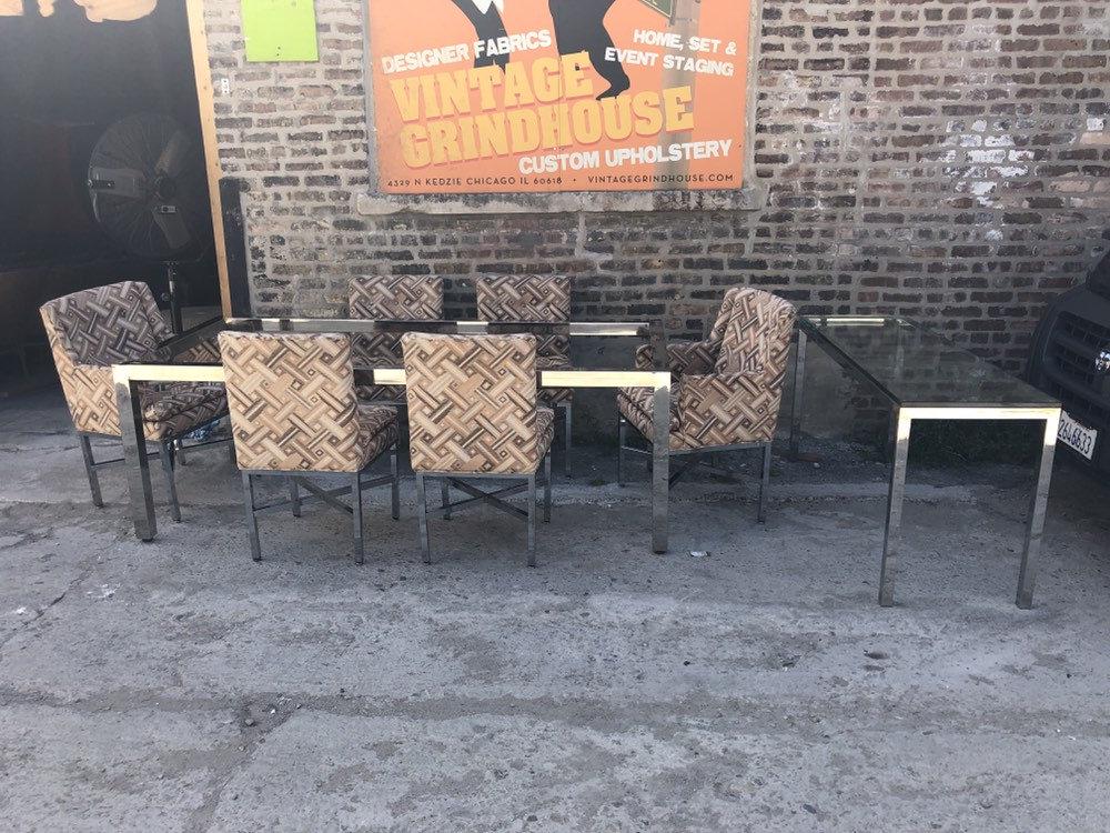 Mid Century Modern Milo Baughman Dining Set Includes:: Mid Century Modern Milo Baughman Dining Set Includes: Sideboard Dining Table and 6 Dining Chairs - 8 Piece Set Circa 1970 4 Chairs H 36 W 20 D 21 Seat H 20 2 Armchairs H 36 W 22 D 21 Seat