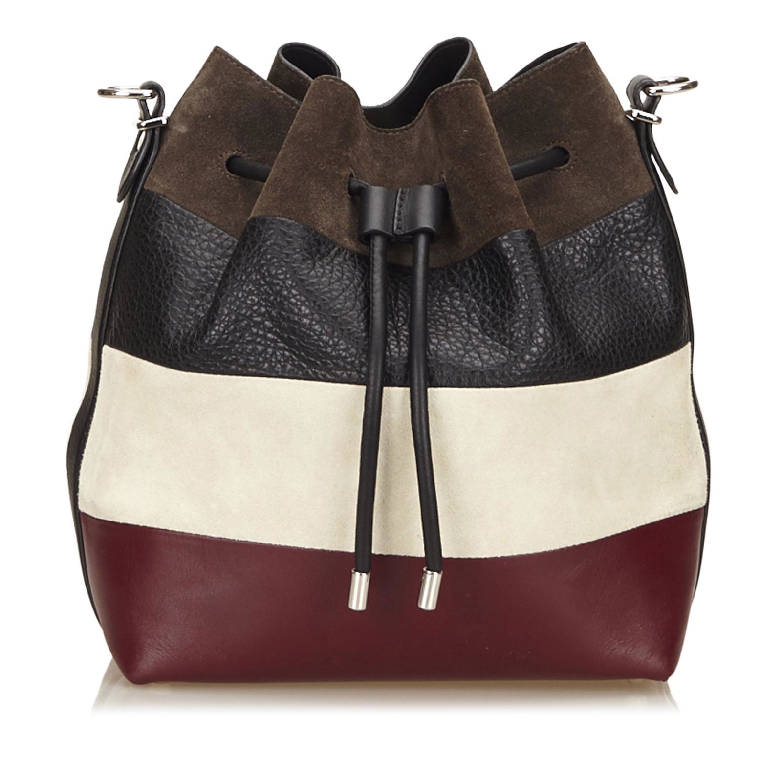 Authentic Proenza Schouler Leather Shoulder Bag: This shoulder bag features a leather body with a suede panel detail, a flat shoulder strap, and a top drawstring closure.Brand: Proenza Schouler Model: Leather Shoulder Bag Origin: ITALY Category: Sho