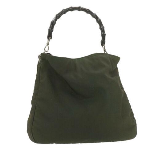 Authentic GUCCI Nylon Shoulder Bag: Brand: GUCCI Material: Nylon Style: Shoulder Bag Color: Green Size(inch): W14.96 x H13.38 x D4.33inch(Approx) Country of Origin: Italy Accessory: There is no item box and dust bag. We will send only t