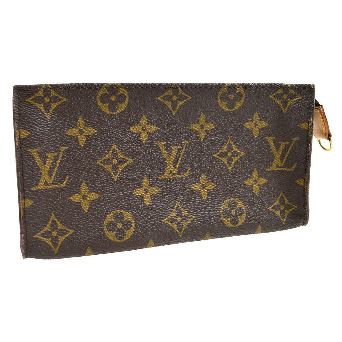 Authentic LOUIS VUITTON Pouch: Brand: LOUIS VUITTON Model: Pouch Country of Origin: France Material: PVC Color: Brown Size (Inch): W 7.5 x H 4.1 x D 0.8 " Size (CM): W 19.0 x H 10.5 x D 2.0 cm All Bidhaus items come with a 100 % mo