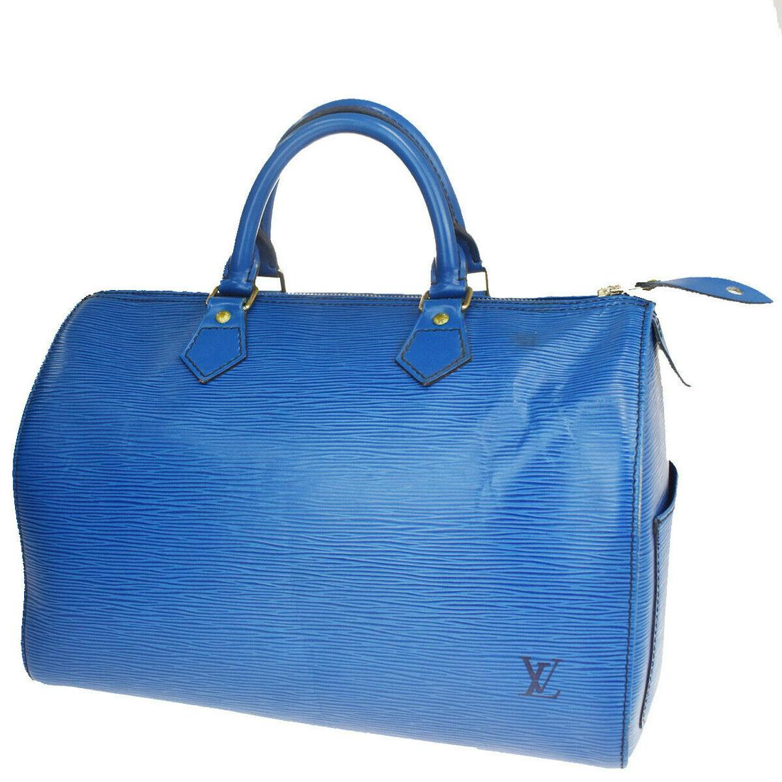 Authentic LOUIS VUITTON Hand Bag: Brand: LOUIS VUITTON Model: Hand Bag Country of Origin: Material: Epi Leather Color: Blue Size (Inch): W 12.6 X H8.7 X D 6.7 "Size (CM): W 32 X H22 X D17 Cm All Bidhaus items come with a 100 % money-b