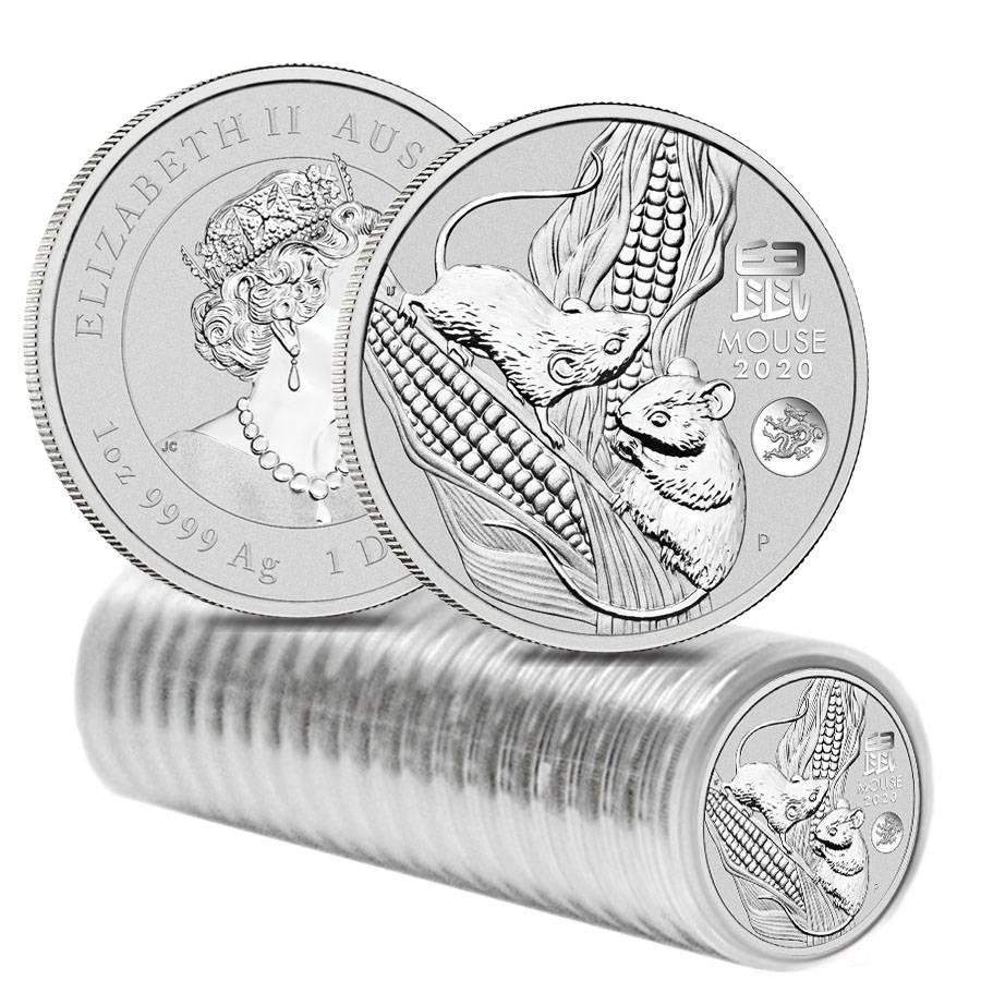 Roll of 20 - 2020 1 oz Silver Lunar Year of The Mouse /: You are bidding on the total lot which includes 1 of the following item: Roll of 20 - 2020 1 oz Silver Lunar Year of The Mouse / Rat Dragon Privy BU Australian Perth Mint In Cap (Tube Lot of 20) Earli