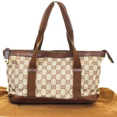 Authentic GUCCI Handbag: Brand: GUCCI Model: Handbag Country of Origin: Italy Material: Canvas Color: Brown Size: 17Cm X 29Cm X 10Cm / 6.69 X 11.41 X 3.93 Handle Drop 14Cm / 5.51 All Bidhaus items come with a 100 % money-back