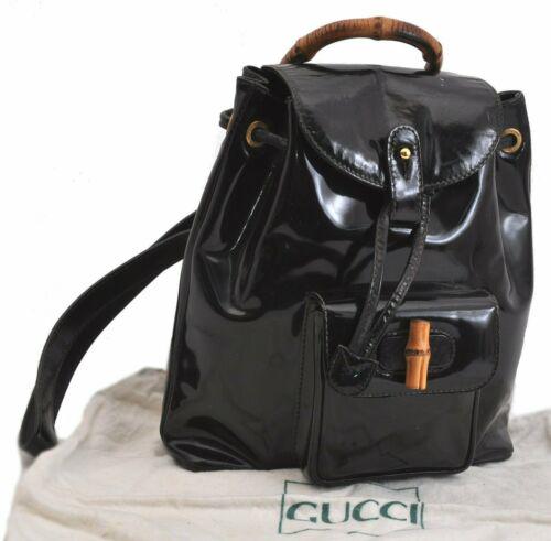 Authentic GUCCI Backpack: Brand: GUCCI Model: Backpack Country of Origin: Italy Material: Enamel Color: Black Bag Length: 8.3inches (21cm) Bag Height: 9.1inches (23cm) Bag Depth: 2.8inches (7cm) All Bidhaus items come with a 1