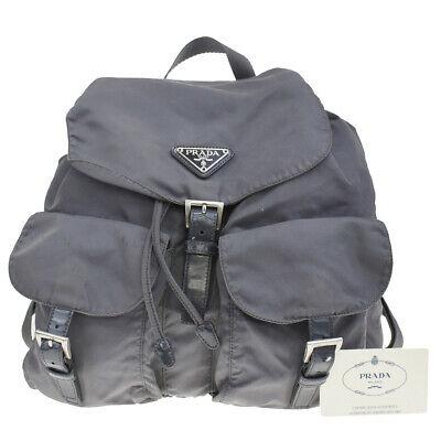 Authentic PRADA Backpack Style: Brand: PRADA Model: Backpack Style Country of Origin: Material: Nylon Leather Color: Gray Size (Inch): W12.2X H12.6X D5.7"Size (CM): W31X H32X D14.5Cm All Bidhaus items come with a 100 % money-back au
