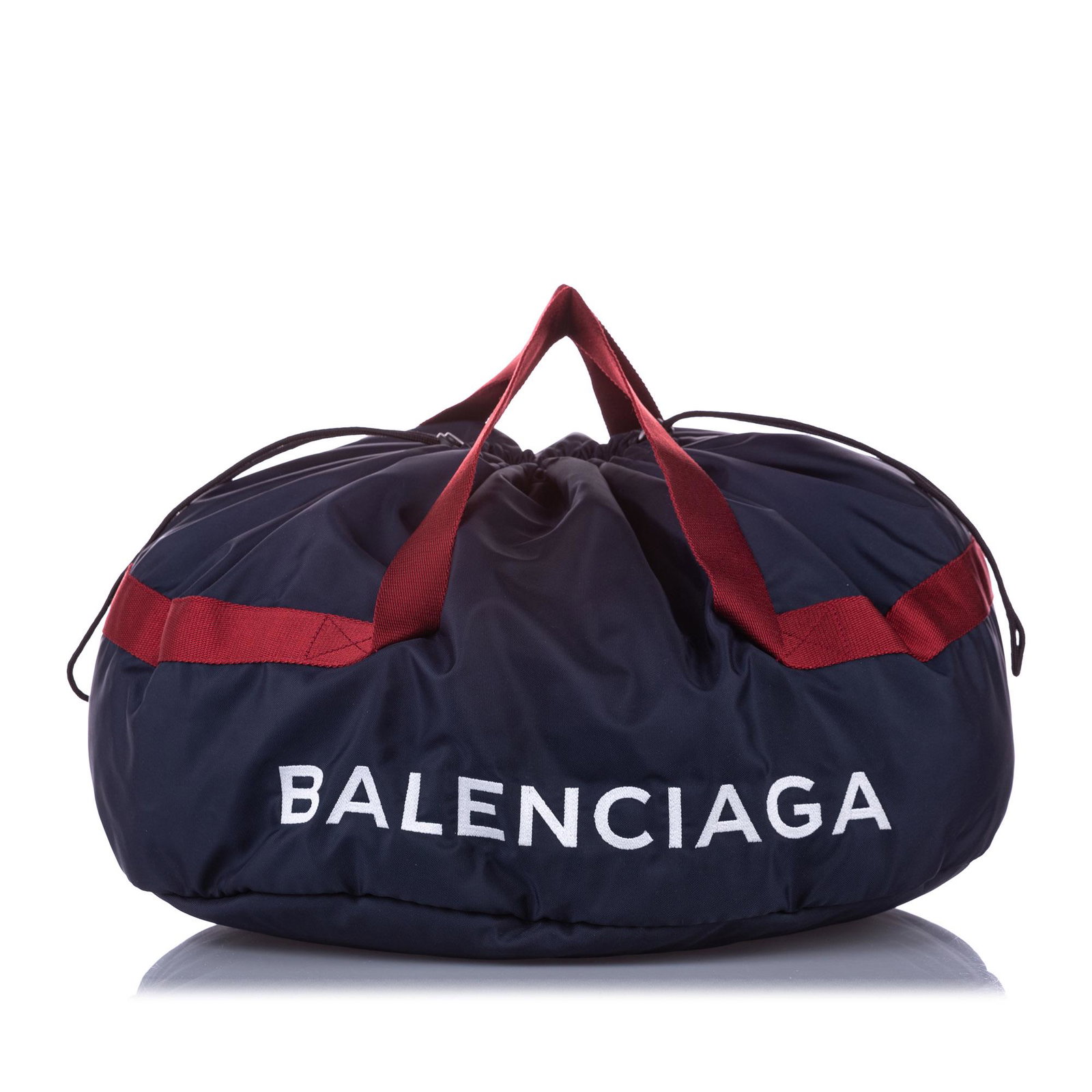 Authentic Balenciaga S Wheel Everyday Nylon Travel Bag: The Wheel Everyday features a nylon body flat canvas handles a top drawstring closure and interior zip and slip pockets. Brand: Balenciaga Model: S Wheel Everyday Nylon Travel Bag Origin: Italy Catego
