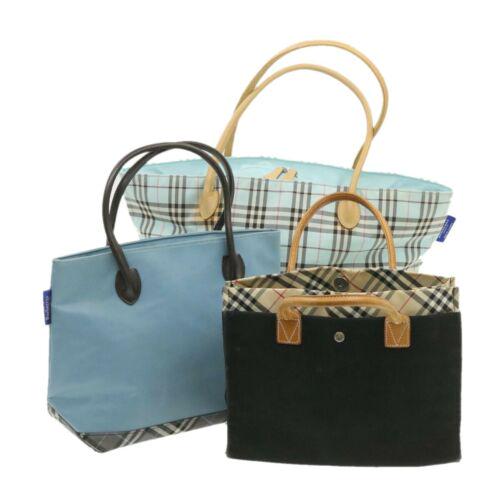 Authentic BURBERRYS Blue Label Nova Check Tote Bag 3set: Brand: BURBERRYS Style: Tote Bag Color: Light Blue/ Black/ Beige Size: W50 x H30 x D24cm / Shoulder Drop 20cm W38 x H24 x D14cm Material: Nylon Country/Region of Manufacture: Japan UPC: Does not apply