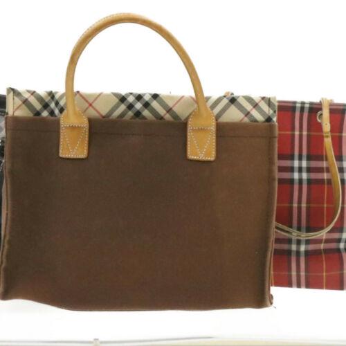 Authentic BURBERRY Nova Check Blue Label Hand Bag 3set: Brand: BURBERRY Style: Hand Bag Color: Beige / Red / Navy Size: W40 x H21 x D15cm(Approx)W36 x H22 x D11cm(Approx) Material: Canvas / Nylon UPC: Does not apply EAN: Does not apply All Bidhaus items co