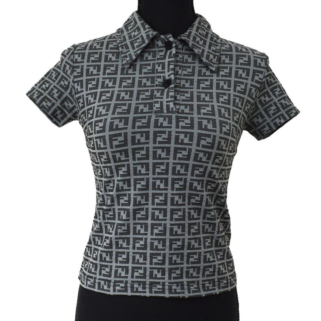 Authentic FENDI Tops: Brand: FENDI Model: Tops Country of Origin: Italy Material: 92% Nylon 8% Elasthan Color: Gray Size (Inch): :Notation size : #40Shoulder Width : 13.8 " / 35.0 cmChest Width : 14.2 " / 36.0 cmHem Width