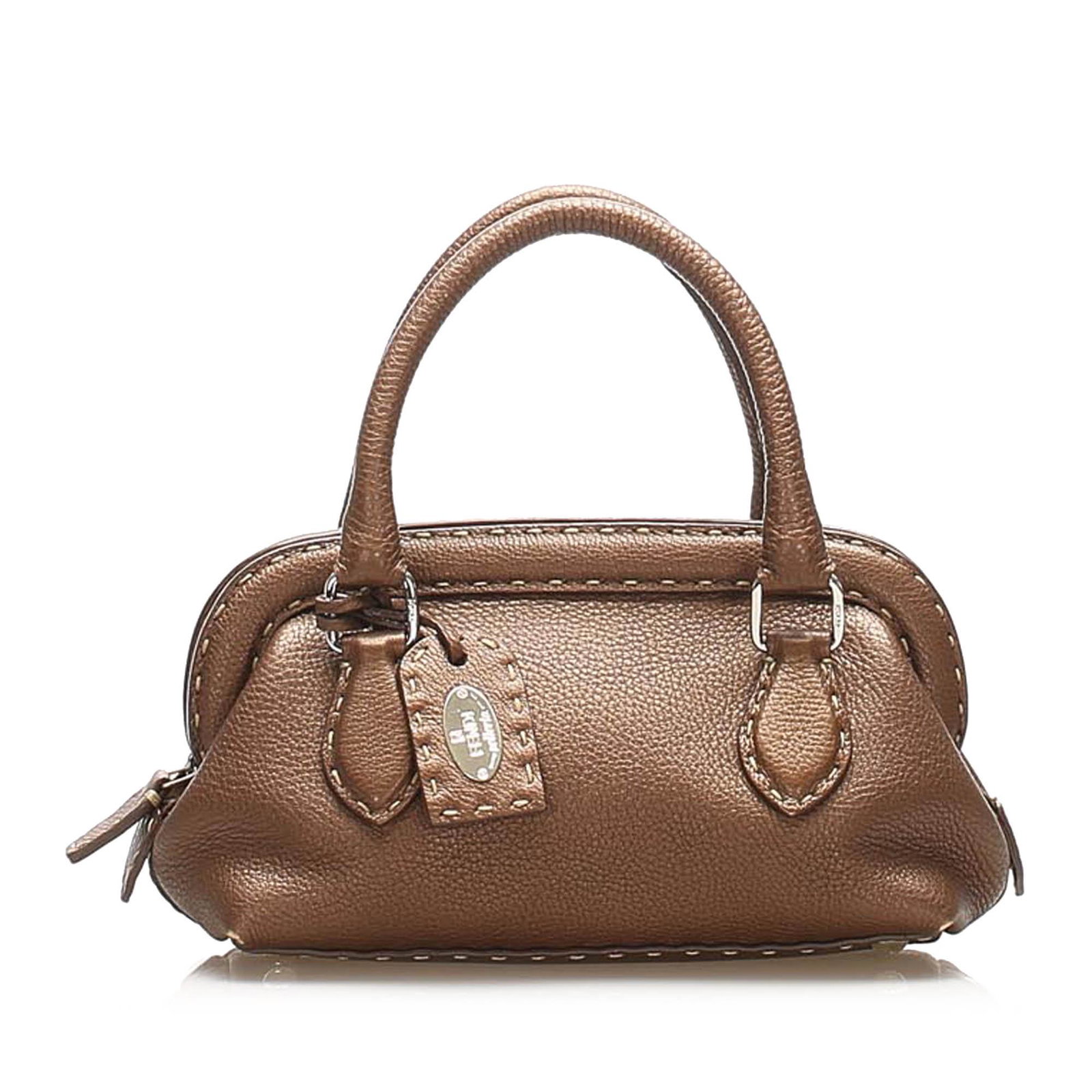 Authentic Fendi Selleria Leather Handbag: The Selleria Bag features a leather body rolled leather handles a top zip closure and an interior zip pocket. Brand: Fendi Model: Selleria Leather Handbag Origin: Italy Category: Bags Color: Brown Sty