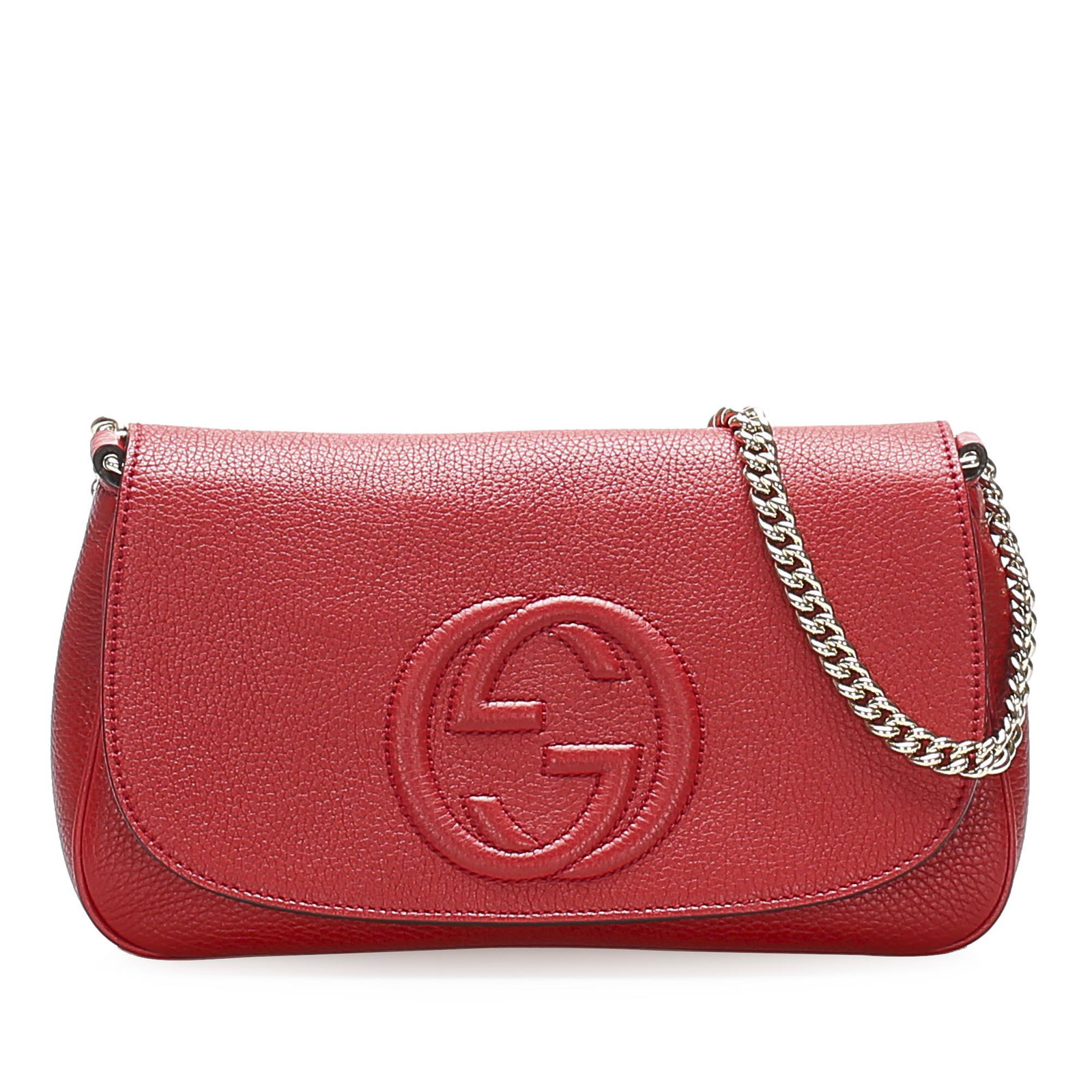 Authentic Gucci Soho Chain Leather Crossbody Bag: The Soho crossbody features a leather body a chain strap a tassel detail a front flap with magnetic closure and interior zip and slip pockets. Brand: Gucci Model: Soho Chain Leather Crossbody Bag Orig